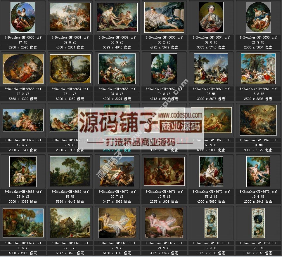 洛可可畫派★弗朗索瓦.布歇 Boucher 繪畫作品高清圖片140幅
