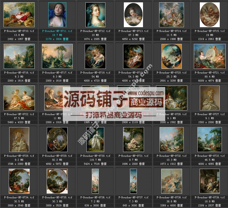 洛可可畫派★弗朗索瓦.布歇 Boucher 繪畫作品高清圖片140幅