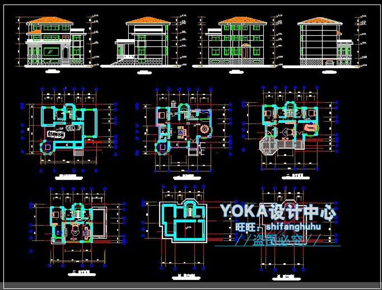 全套新農村自建房CAD圖紙_別墅施工圖_效果圖