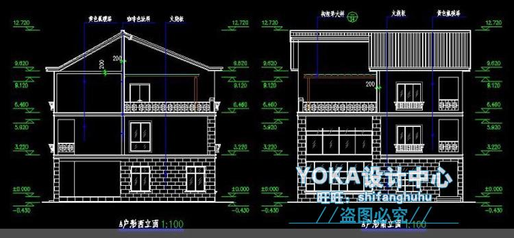 全套新農村自建房CAD圖紙_別墅施工圖_效果圖