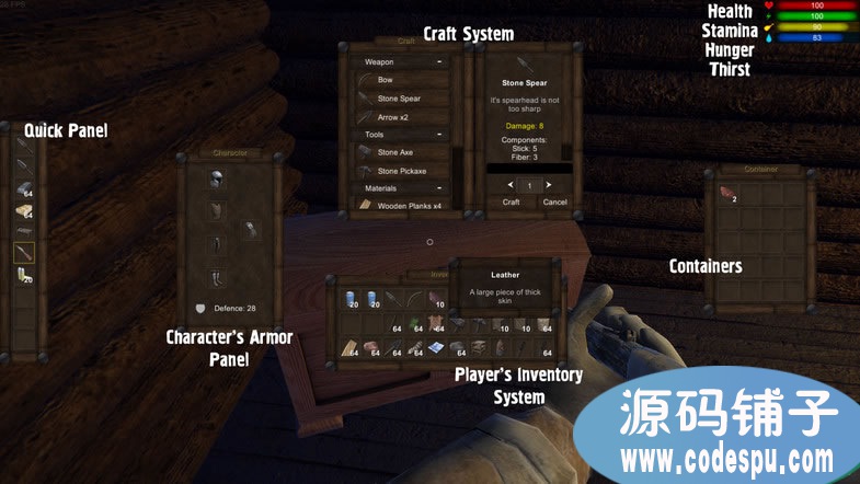 unity 3D野外生存游戲源碼_槍?xiě)?zhàn)游戲源碼_c#源碼_支持多人游戲