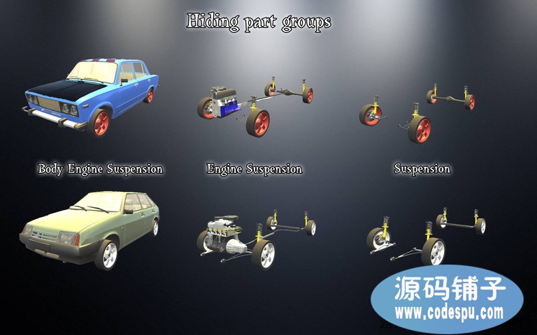 unity汽車(chē)結(jié)構(gòu)構(gòu)造系統(tǒng)項(xiàng)目源碼Keeree Car Constructor