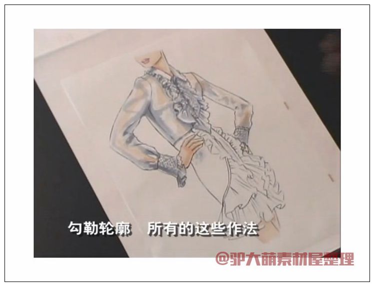 時裝畫繪畫技法_模特服裝馬克筆效果圖視頻教程1.44G素材