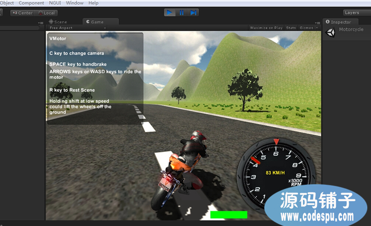 Unity 3D 競(jìng)技類《摩托賽車》游戲源碼 完整項(xiàng)目VMOTO游戲源碼