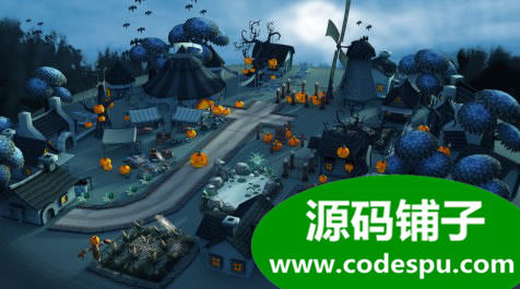 Unity恐怖卡通農場萬圣節場景 適用于移動設備