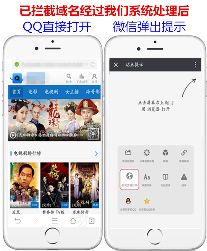 微信域名防封源碼 微信訪問提示瀏覽器打開 預(yù)防域名被封包換服務(wù)