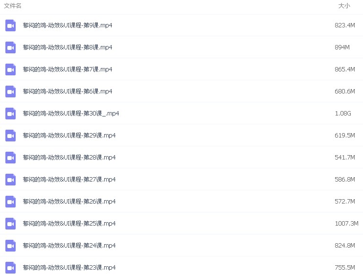 郁悶的雞 雞爺ae動效教程 UI動效設計高清無密視頻教程