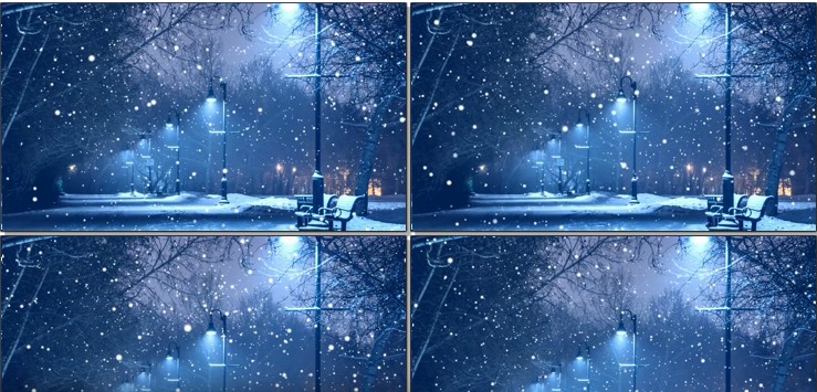 傷感下雪街景路燈唯美夜景 晚會演藝舞臺LED大屏幕背景 視頻素材