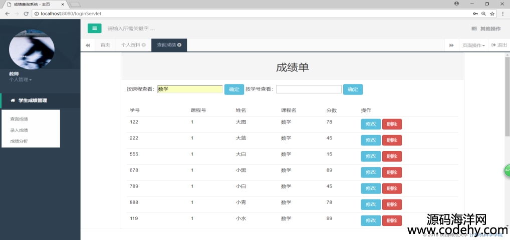 957-jsp+servlet+mysql實(shí)現(xiàn)的學(xué)生成績(jī)管理系統(tǒng)源碼