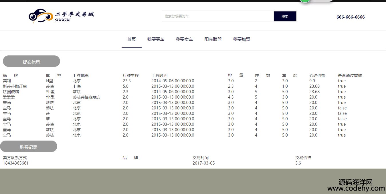 997-java+mysql網上二手車交易系統源碼 SSH框架