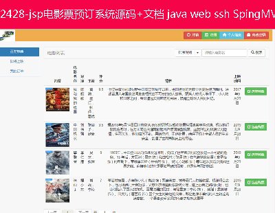 2428-jspӰƱAӆϵyԴa+ęn java web ssh SpingMVC bs WOӋ
